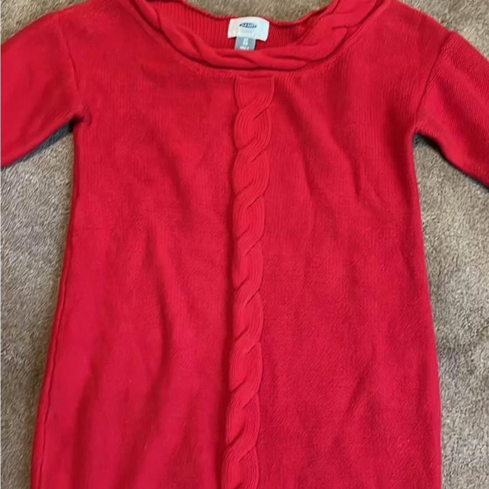 Girls toddler old navy Red Cable Knit Sweater dress sz 5T